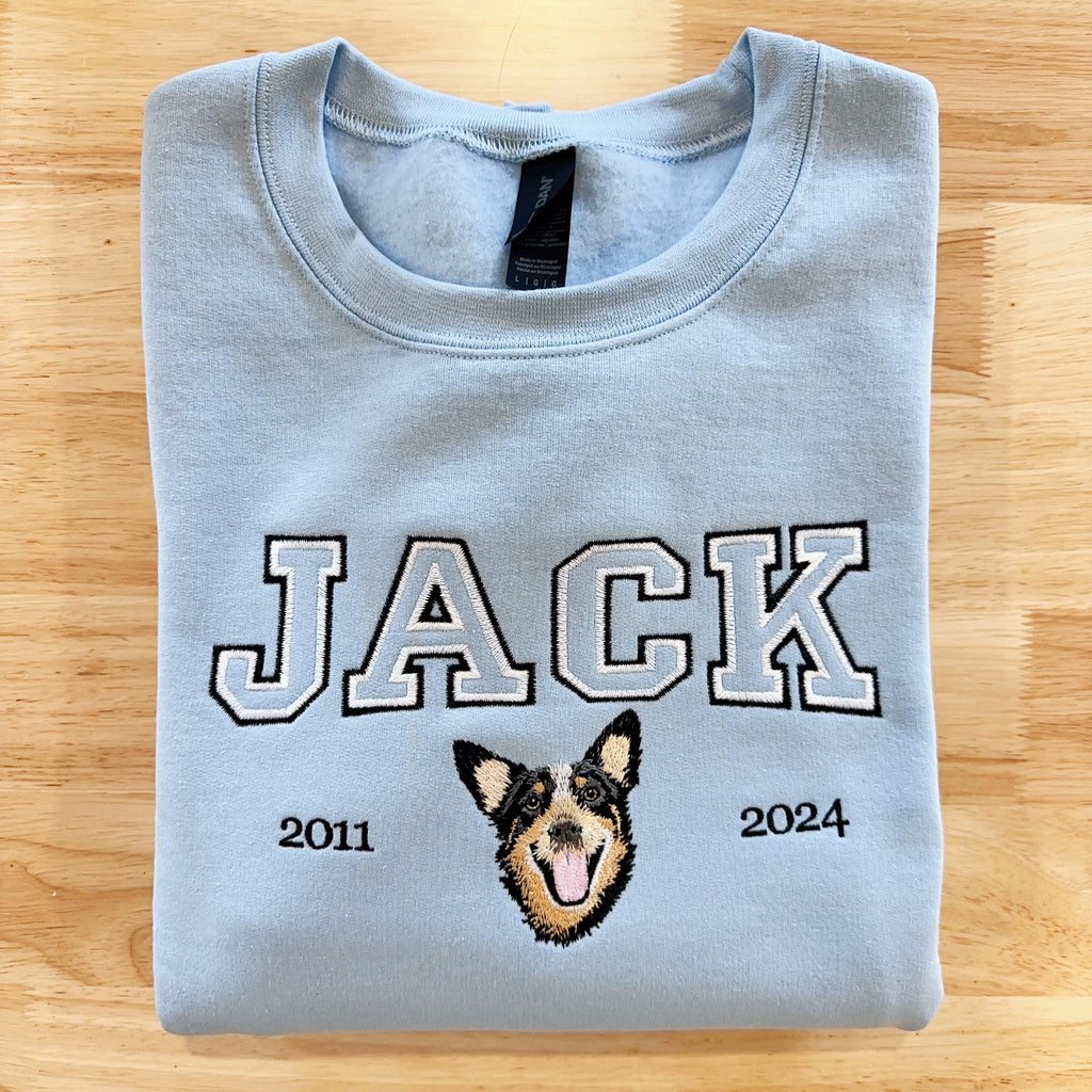 Custom Pet Portrait Hoodie: Personalized Embroidered Dog or Cat Sweatshirt