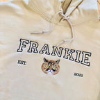 Custom Pet Portrait Hoodie: Personalized Embroidered Dog or Cat Sweatshirt