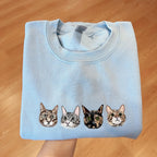 Custom Pet Portrait Sweatshirt, Embroidered Dog or Cat Hoodie, Personalized Gift for Pet Lovers, Pet Memorial Sweater