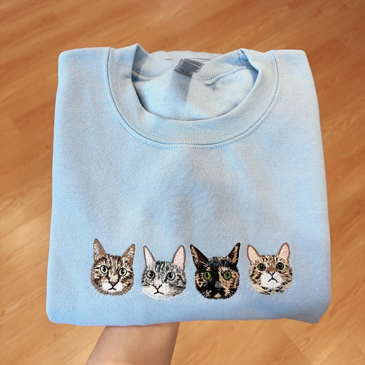 Custom Pet Portrait Sweatshirt, Embroidered Dog or Cat Hoodie, Personalized Gift for Pet Lovers, Pet Memorial Sweater
