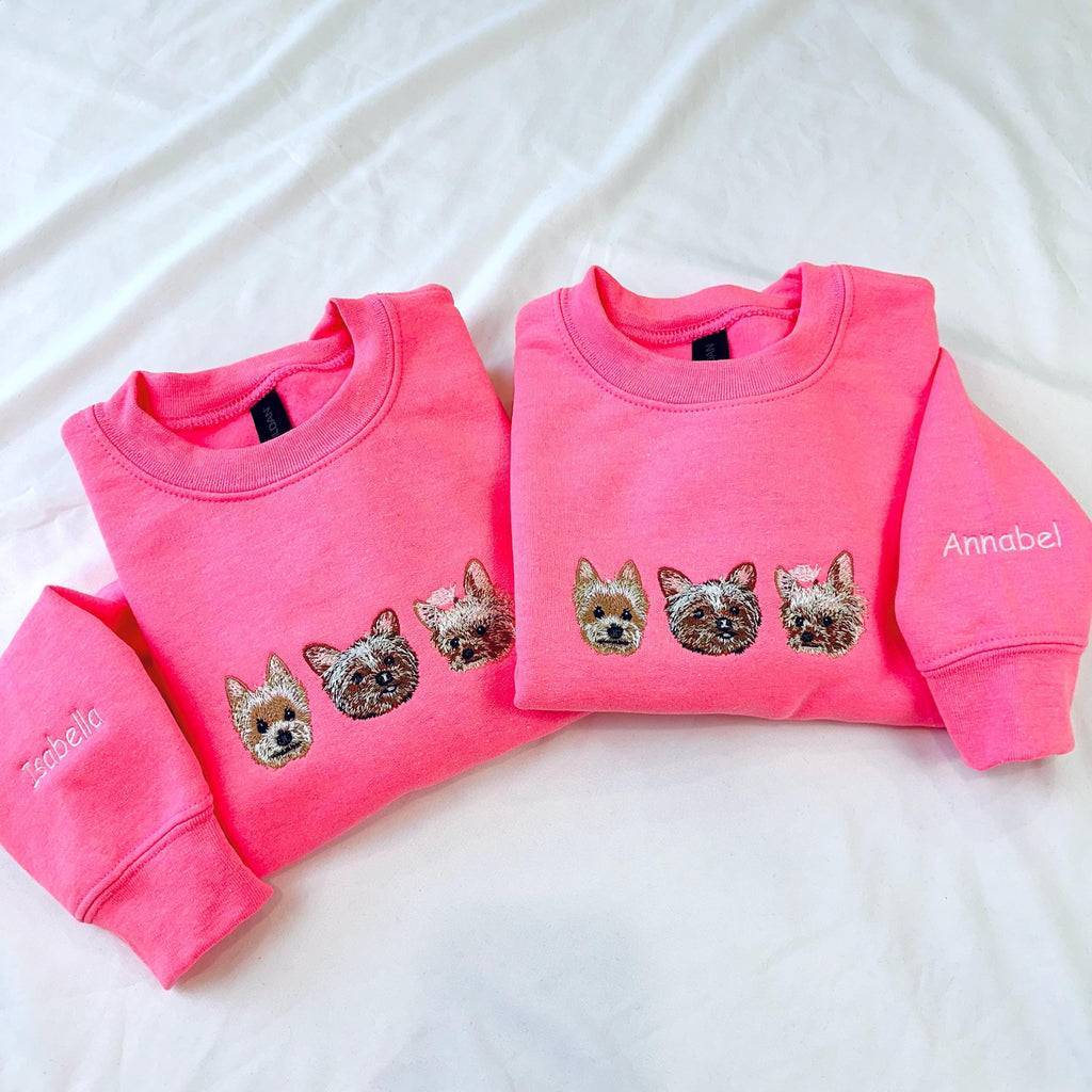 Custom Kids Pet Sweatshirt – Personalized Hoodie with Dog or Cat Embroidery for Toddlers and Youth – Gift with Custom Name for Pet Lovers