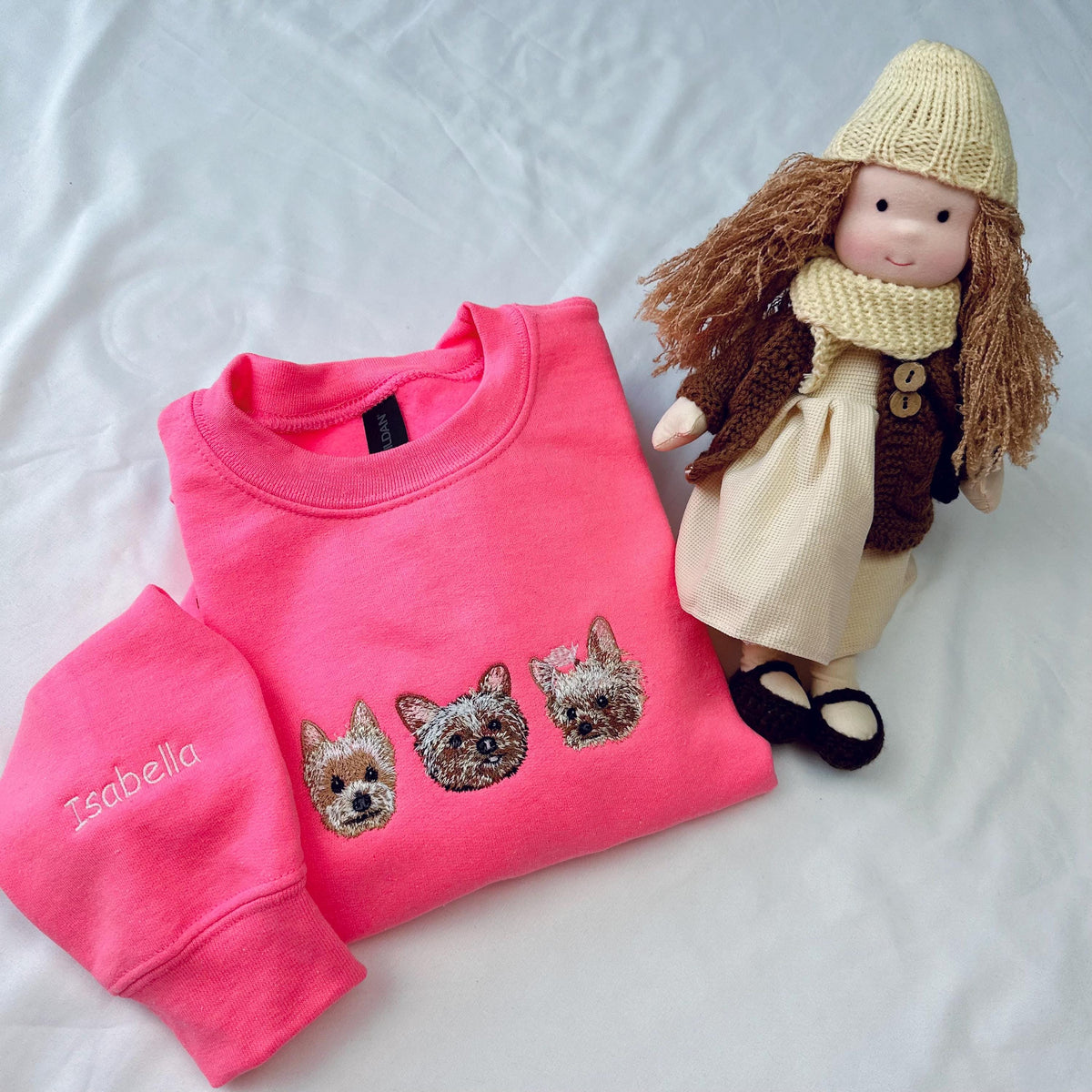 Custom Kids Pet Sweatshirt – Personalized Hoodie with Dog or Cat Embroidery for Toddlers and Youth – Gift with Custom Name for Pet Lovers