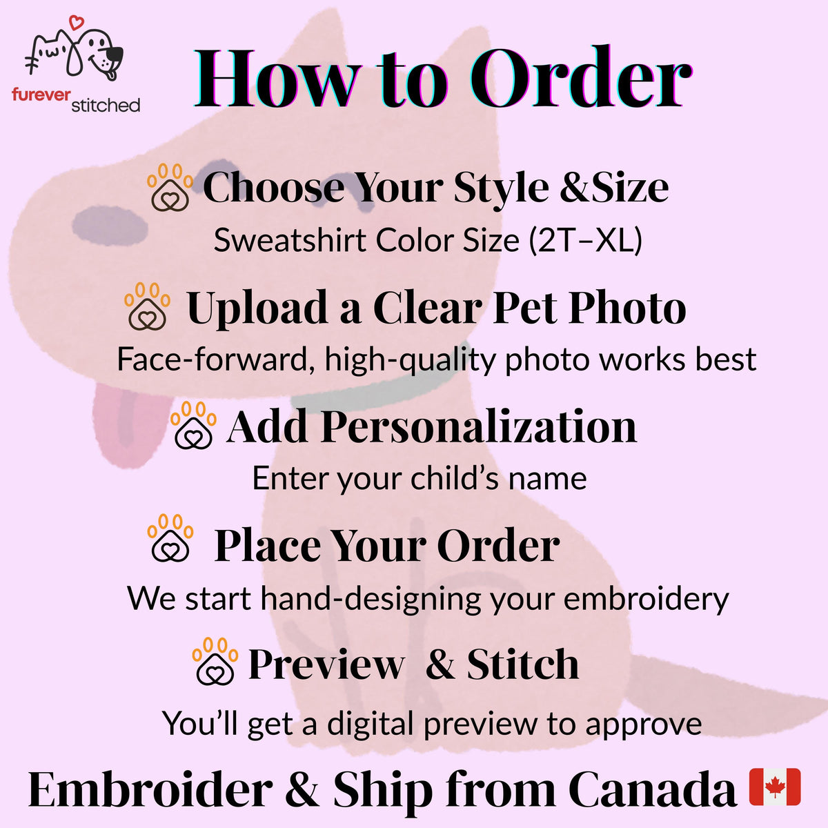 Custom Kids Pet Sweatshirt – Personalized Hoodie with Dog or Cat Embroidery for Toddlers and Youth – Gift with Custom Name for Pet Lovers