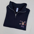 Custom Embroidered Pet Portrait Quarter Zip – Dog Cat Face Sweatshirt, Personalized Gift, Pet Memorial Clothing