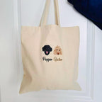 Custom Embroidered Pet Portrait Tote Bag – Personalized Dog Cat Tote, Pet Memorial Gift, Pet Lover Tote