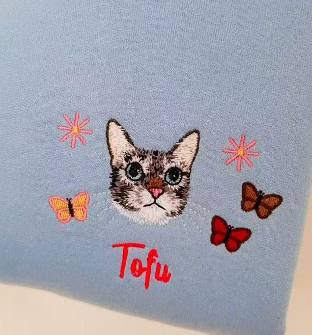Custom pet portrait embroidered t-shirt