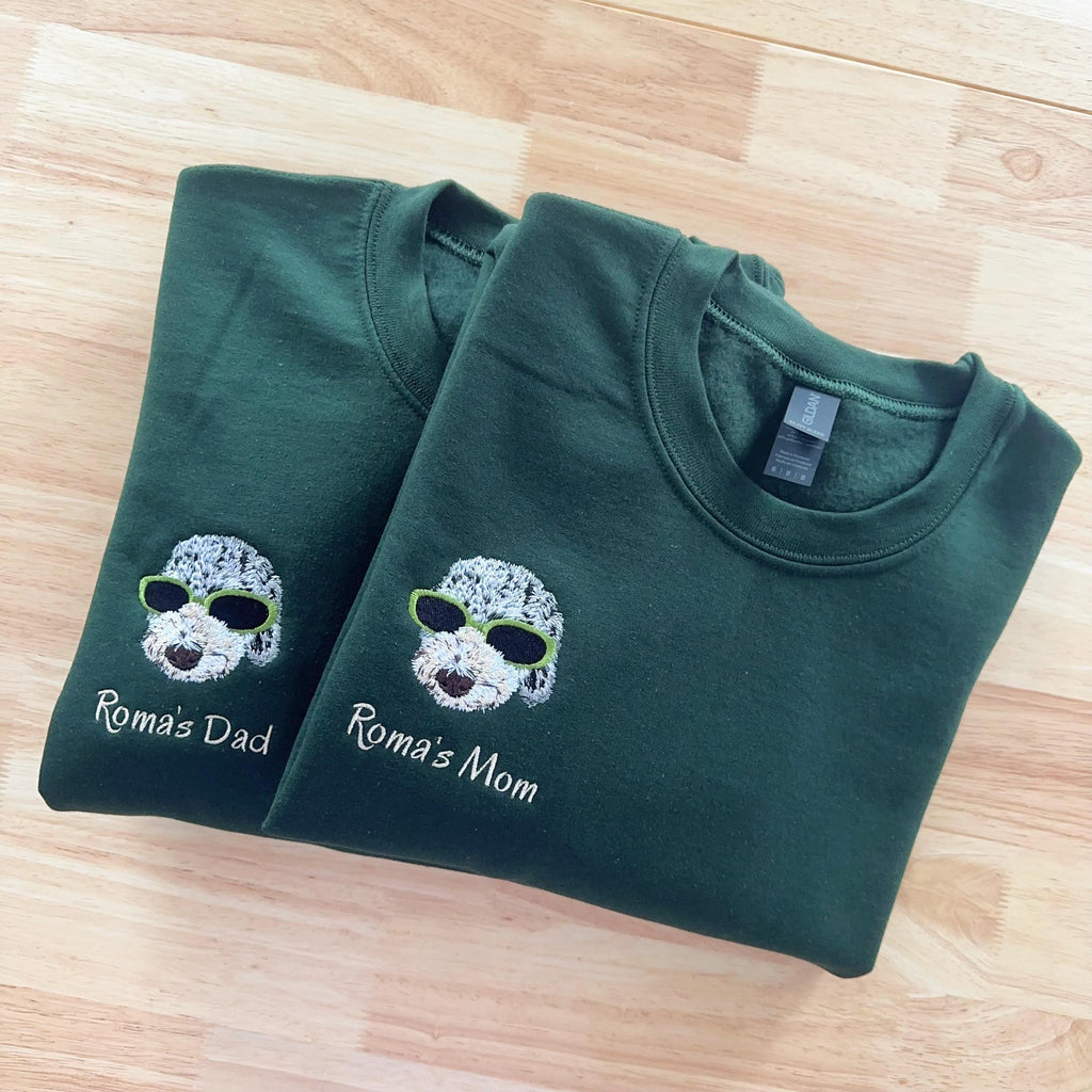 Custom Pet Portrait Sweatshirt, Embroidered Dog or Cat Hoodie, Personalized Gift for Pet Lovers, Pet Memorial Sweater